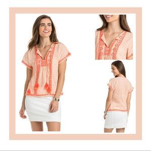Vineyard Vines Split Neck Tassel Top Size XS